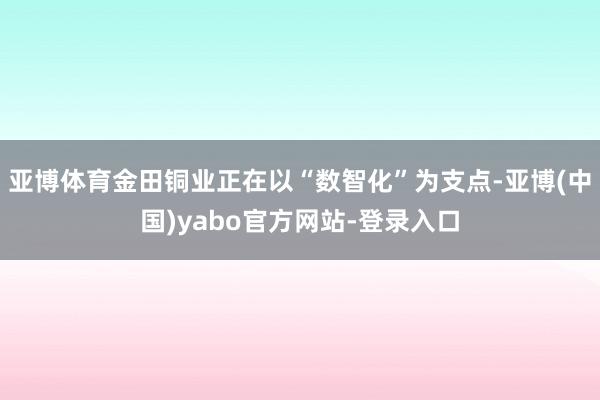 亚博体育金田铜业正在以“数智化”为支点-亚博(中国)yabo官方网站-登录入口