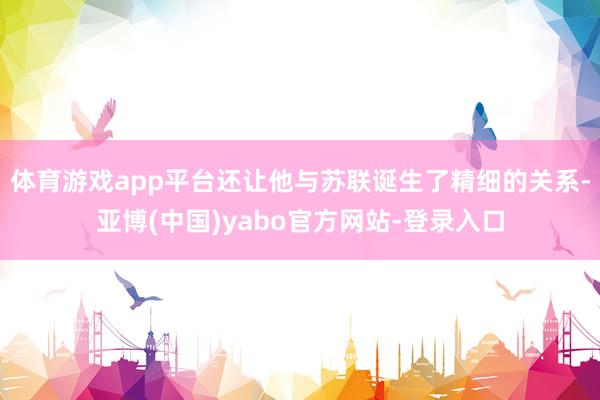 体育游戏app平台还让他与苏联诞生了精细的关系-亚博(中国)yabo官方网站-登录入口