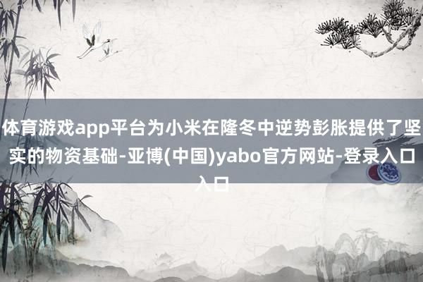 体育游戏app平台为小米在隆冬中逆势彭胀提供了坚实的物资基础-亚博(中国)yabo官方网站-登录入口